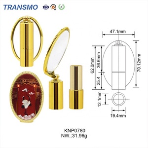 Tubo de Lápiz Labial Personalizado Estilo Chino, Tubo de Lápiz Labial Vacío con Espejo Mate, Tubos de Lápiz Labial Vacíos OEM de 12.1 mm con Espejo - Product Image 2