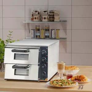 ماكينة إعداد البسكويت بطبقة مزدوجة، فرن بيتزا كهربائي محمول بطابقين، معدات خبز الخبز والكعك للمطبخ التجاري