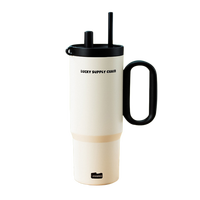 Nuevo Vaso Térmico de Acero Inoxidable con Aislamiento al Vacío, con Pajita, Gran Capacidad, Portátil, para Auto