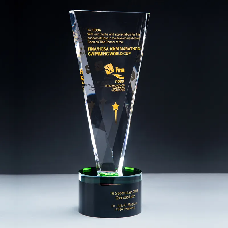 K9 souvenir glass optical crystal trophy reward black awards stand per eventi sportivi