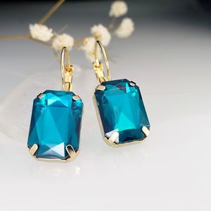 Orecchini Pendenti Geometrici Ottagonali con Dettaglio in Pietra Decorativa, Stile Minimalista, Accessori di Moda per Donne - Product Image 2