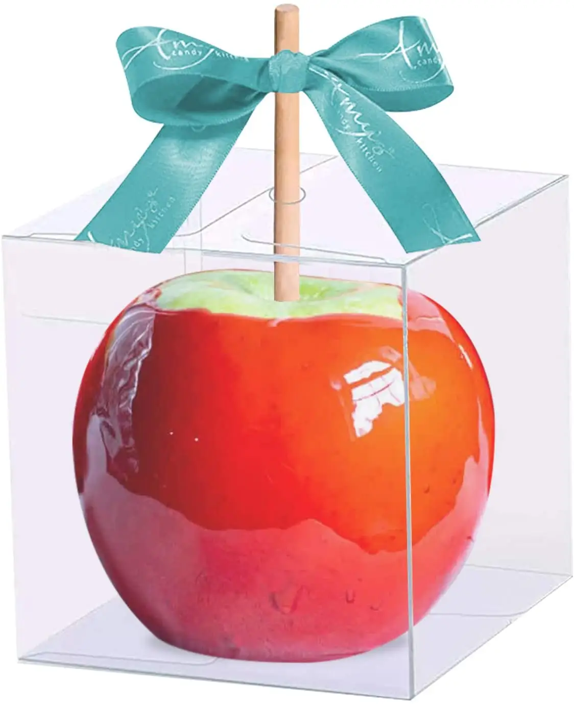 Wholesale 4" x 4" x 4" PET Clear Gift Boxes For Caramel Apples Transparent Boxes plastic candy boxes With Hole Top