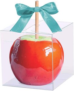 Groothandel 4 "X 4" X 4 "Pet Clear Gift Dozen Voor Caramel Appels Transparante Dozen Plastic Snoep dozen Met Gat Top