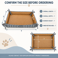 Coussin tissé rectangulaire pour animaux de compagnie avec rebords surélevés et coins à nouer pour chats, chiots et petits chiens Pawglobe