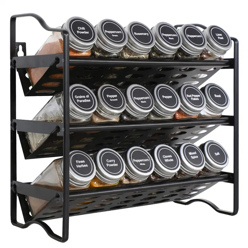 Spice Rack Stand Holder for Cabinet or Shelf Wall Mount Modern Heavy-Base Kitchen Countertop Stand for Seasoning Holders