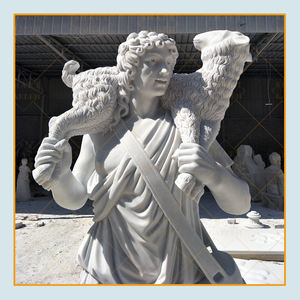 Offre Spéciale statue grandeur nature de chrétiens en marbre du bon <span class=keywords><strong>berger</strong></span> portant une sculpture de lampe - Product Image 3