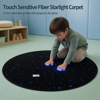 Tapis en fibre optique à ciel étoilé rechargeable avec capteur de mouvement, diamètre 95 cm, activé par le toucher, tapis sensoriel LED à fibres optiques, tapis étoilé