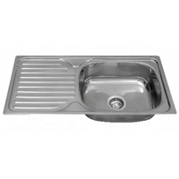 Évier de cuisine en acier inoxydable à cuve unique à poser sur le comptoir avec égouttoir, pour appartement, taille 860*430mm