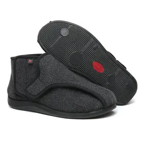 Zapatos cálidos de invierno para diabéticos para hombre, plantilla con forma de memoria, antideslizante, suave, punta redonda, ajustable, ancha - Product Image 1