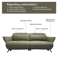 Ensemble de canapés en cuir moderne et luxueux, 2 places, fauteuil inclinable électrique ergonomique avec mécanisme d'appui-tête