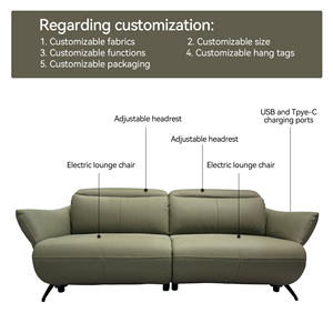 Ensemble de canapés en cuir moderne et luxueux, <span class=keywords><strong>2</strong></span> <span class=keywords><strong>places</strong></span>, fauteuil inclinable électrique ergonomique avec mécanisme d'appui-tête - Product Image 5