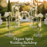 Support de toile de fond de mariage élégant en métal argenté en spirale, présentoirs de fleurs incurvés réglables pour la décoration de scène d'événements et de fêtes