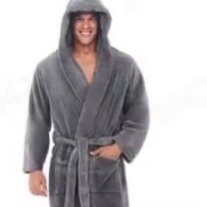 100% poliéster franela hasta el suelo manga larga Albornoz bolsillos personalizado invierno Unisex Hotel bata Super suave cálido transpirable 300g - Product Image 2