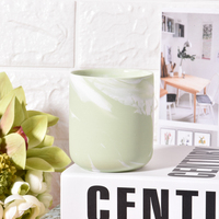 Pot à bougie en céramique vert clair à motif marbré, vide, pour bougie parfumée
