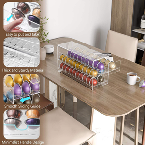 Organizador de Cápsulas de Café Acrílico de 3 Niveles Personalizado para <span class=keywords><strong>Nespresso</strong></span> Vertuo, Soporte para 60 Cápsulas, Cajón de Almacenamiento Transparente para Cápsulas Vertuo - Product Image 3