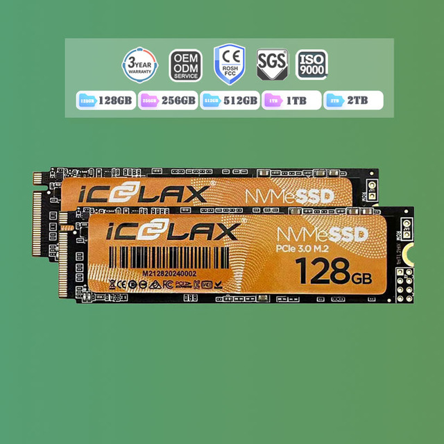 ICOOLAX 128GB Industrial NVMe SSD PCIe 3.0 - Wide Temp (-40°C~85°C), Shockproof, for Embedded Systems