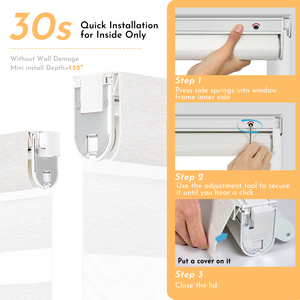 Persianas Zebra Motorizadas Eléctricas Persilux Sin Perforación, Automáticas con Control Remoto, 65% de Oscurecimiento, Doble Capa, <span class=keywords><strong>Tela</strong></span> de Poliéster Blanca para Privacidad - Product Image 2