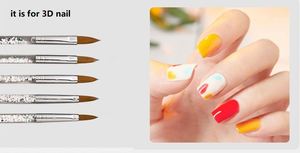 Kit de pinceaux à ongles en nylon pur avec paillettes, manche acrylique, pour peinture, dessin, salon de manucure - Product Image 6