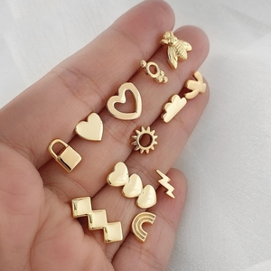 Wholesale Cute Designer 18K Gold Plated Cubic Zirconia Lock Stud Earrings for Women - Product Image 5