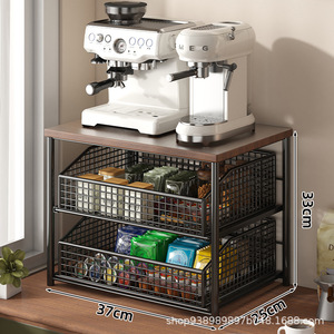 ชั้นวางเครื่องชงกาแฟ 37x25x33 ซม. ชั้นวางของ 3 ชั้นสำหรับจัดระเบียบบนโต๊ะในครัว ถุงชา แคปซูลกาแฟ ขนม - Product Image 2