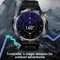 Reloj Inteligente Deportivo para Exteriores, Resistente al Agua IP68, Linterna LED, Monitor de Salud, Llamadas, Cámara Remota, Multifunción