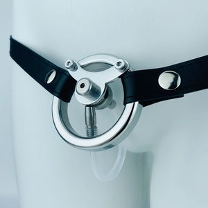Jaula de Castidad Invertida FRRK con Cinturón de PU, Jaula para Pene de Acero Inoxidable BDSM, Juguetes Eróticos para Adultos para Hombres - Product Image 1