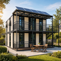 Maison modulaire préfabriquée 2 chambres avec panneaux solaires, maison conteneur préfabriquée avec électricité solaire, maison conteneur café