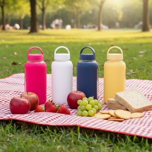 High Quality 800ml Borosilicate Glass Water <b>Bottle</b> with Silicone Sleeve and 2in1 Handle <b>Straw</b> Lid for Outdoor Picnic Water <b>Drink</b> - Product Image 1