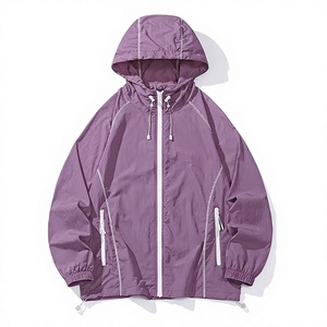 Unisex Purple Soft Shell Hooded <b>Jacket</b> Water Resistant Zipper Closure Oversized Fit Adults All Seasons Outdoor Wear Wind Breaker - Product Image 1