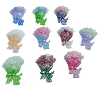 Carte de bouquet lumineux effet luciole 53x39mm, accessoires en résine faits main pour DIY, thème fleurs et plantes, motif noble, colle à effet gouttelettes
