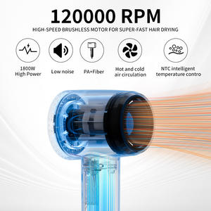Secador de Pelo Profesional de Alta Velocidad con Iones Negativos OEM ODM, 120,000 RPM, 1800W, para Uso en Hoteles y Autocaravanas - Product Image 2