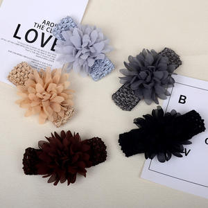 子供用弾性ナイロンシフォンフラワー卸売ターバンナイロンワイドヘッドバンドヘアアクセサリー無地女の子用 - Product Image 6