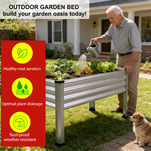 Jardinera Elevada de Acero Galvanizado con Patas, Jardinera Metálica Resistente para Vegetales, Flores y Hierbas - Product Image 6
