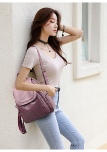 Fashion Bags Women Fashion Solid <b>Backpack</b> Multifunction Shoulder Bookbags School Bag Cute Fashion Pu <b>Leather</b> <b>Backpacks</b> - Product Image 2