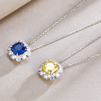 Collier pendentif de couleur zircon jaune, en argent sterling, bijoux de pierres précieuses