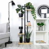 Étagère à fleurs en fer à 5 niveaux avec revêtement en poudre, supports à plantes à plusieurs niveaux, design vintage, étagère à plantes pour jardin