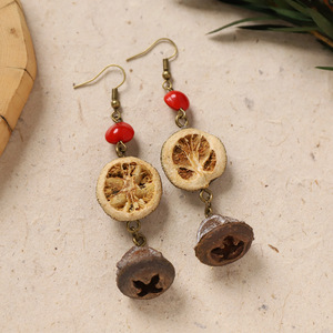 Pendientes de Diseño Original de Medicina Tradicional China, Estilo Retro, Arte Natural, Frutas, Hechos a Mano, Largos {Pendientes para Mujer} - Product Image 3