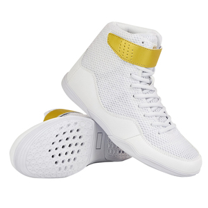 Chaussures de boxe en gros respirantes en maille pour l'entraînement, chaussures de lutte, chaussures de kickboxing avec semelle extérieure en caoutchouc antidérapante et sangle de cheville - Product Image 5