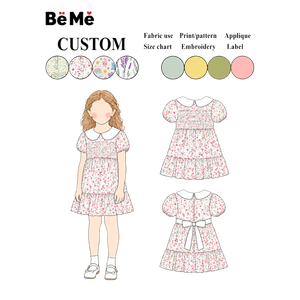 Nuovo <span class=keywords><strong>Vestito</strong></span> Smock Floreale Personalizzabile per Bambina 2026 con Colletto <span class=keywords><strong>Peter</strong></span> <span class=keywords><strong>Pan</strong></span>, Maniche a Sbuffo e Balze in Cotone - Product Image 2