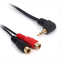 90 degrés à Angle Droit 3.5mm (Mini) 1/8 "TRS Stéréo Mâle à Double Femelle Prise RCA Câble Adaptateur