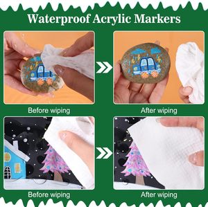 Marcadores de <span class=keywords><strong>Pintura</strong></span> Acrílica de Doble Punta Bview Art, 30 Colores Premium, Resistentes al Agua, Punta Fina para Papel, Roca, Madera, Tela, Lienzo, Vidrio - Product Image 5