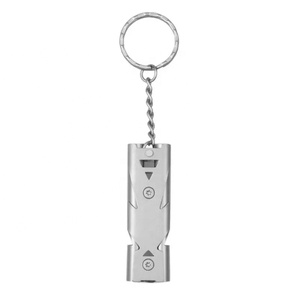 Nouveau sifflet de survie d'urgence en plein air à double tuyau en métal à haut décibel avec porte-clés - Product Image 3