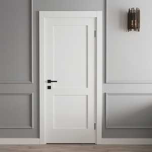Puerta de 2 Paneles de 30 x 80 Pulgadas, Puerta de Madera MDF con Revestimiento de Polímero, Puerta Moderna con Acabado Blanco para Interiores de Viviendas - Product Image 1