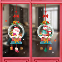 YZ Santa Claus Snowman PVC Stiker Dinding Laminasi Gloss Tahan Air Dekorasi Natal Stiker Pintu Kaca Toko