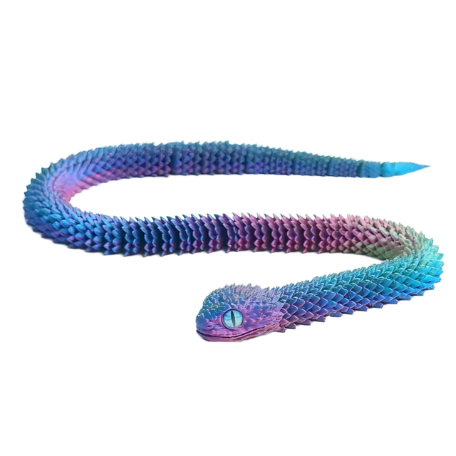 3D Printed Snake Toy Joint Movable Simulation Animal Model Gift Children's Toy Viper Model Collection for Kids and Adults