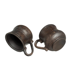 Taza de cerámica pequeña hecha a mano con mango, 5Oz, Barro Natural, café ecológico, sin plomo, cerámica, negra, hecha a mano - Product Image 4