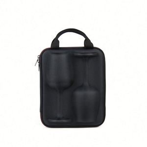 Estuche de Viaje de Lujo Personalizado para Copas de Vino, de Cuero Rígido, a Prueba de Golpes, con Interior de EVA, Bolsa de Transporte para Botellas y Copas de Vino - Product Image 4