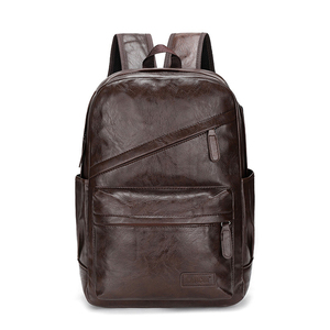 Custom Vintage Brown Leather <strong>Backpack</strong> for Men USB Charging Waterproof and <strong>Theft</strong> <strong>Proof</strong> Luxury Travel Accessory - Product Image 1