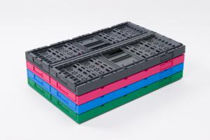 Đen có thể gập lại PP lưới thùng hộp nhà hàng ráp giỏ nông nghiệp trang trại <span class=keywords><strong>Stackable</strong></span> thùng cho thuê các công ty - Product Image 3