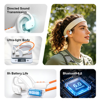 Nouveaux écouteurs sportifs à conduction aérienne, oreillettes ouvertes IPX5, casques tour de cou BT6.0 sans fil pour la course à pied